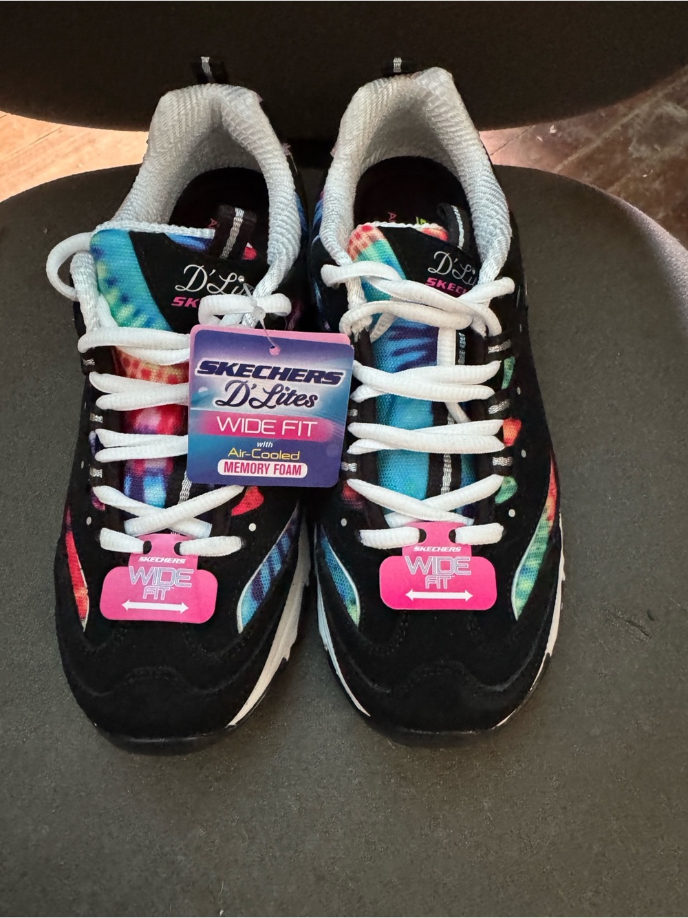 Skechers Kids D'Lites Black with Tie-Dye Accent Sneakers